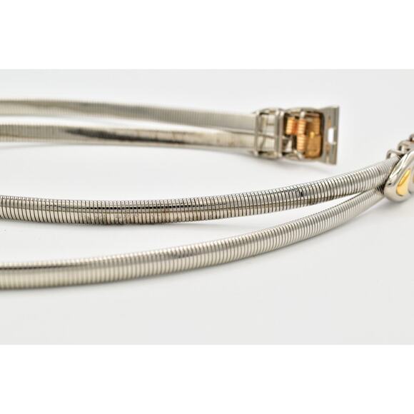 Vintage Statement Chain Belt Omega Stretchy Silver Gold Heavy 26\